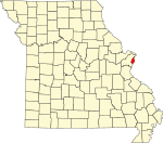 Map of Missouri highlighting Saint Louis City